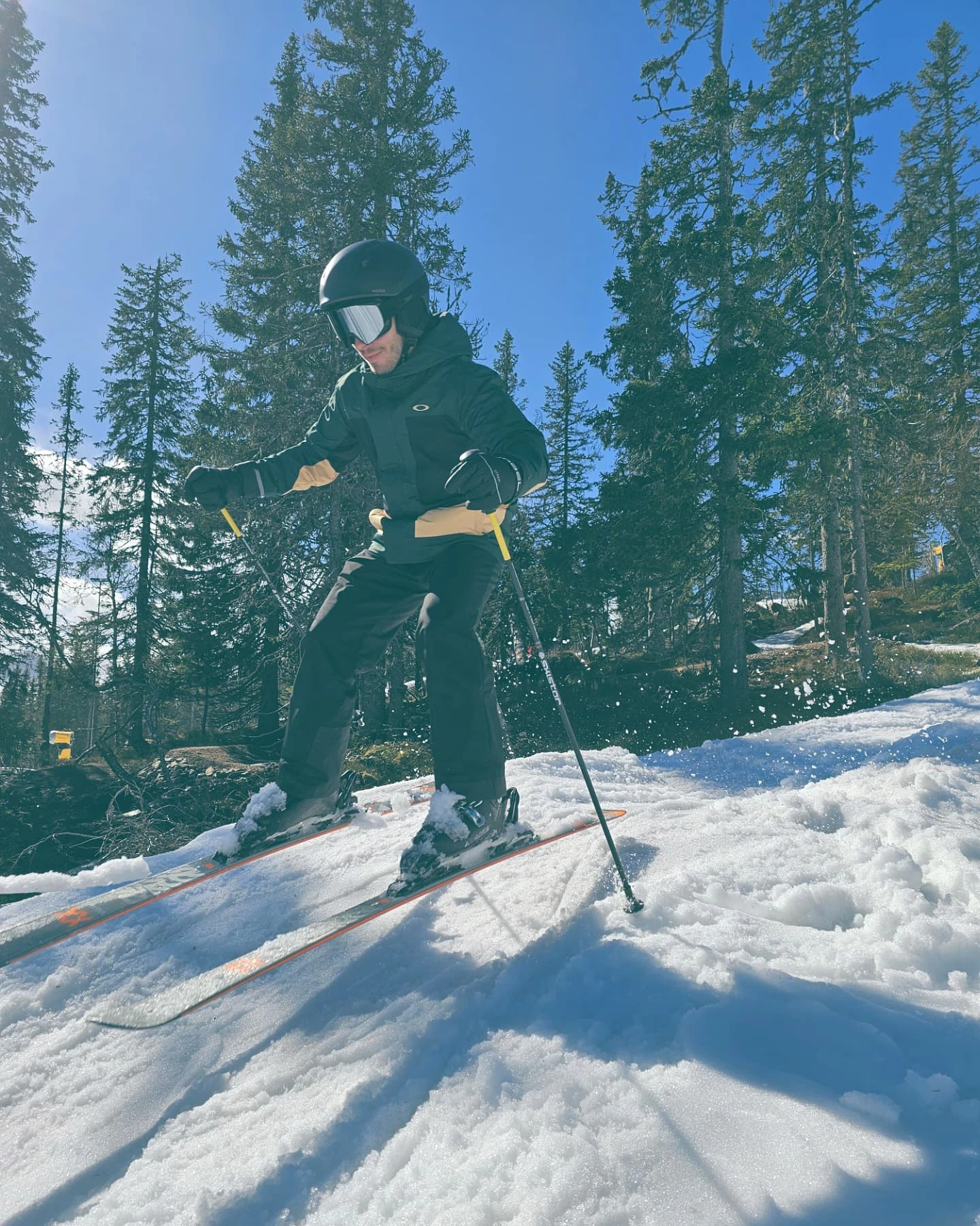 Esquiador entre los bosques nevados de Noruega